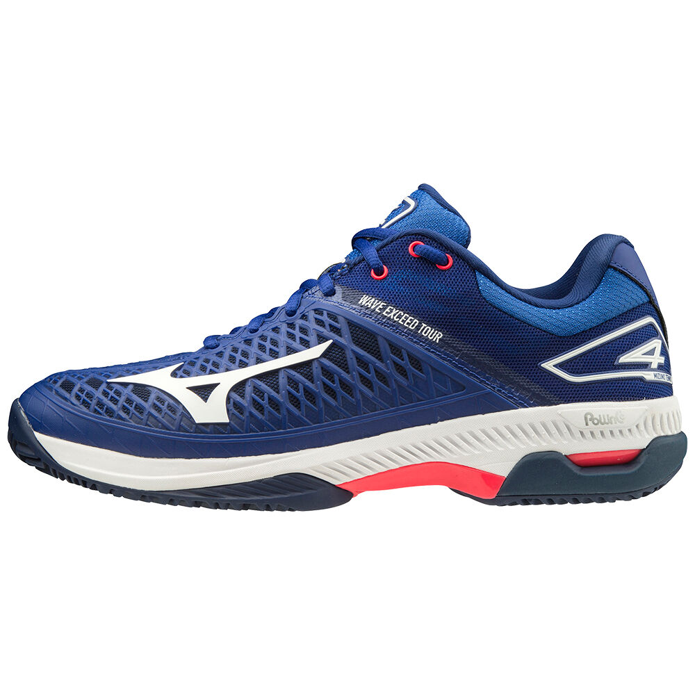 Scarpe Tennis Mizuno Wave Exceed Tour 4 Cc Uomo - Blu/Bianche/Rosa - 49807-UQXB